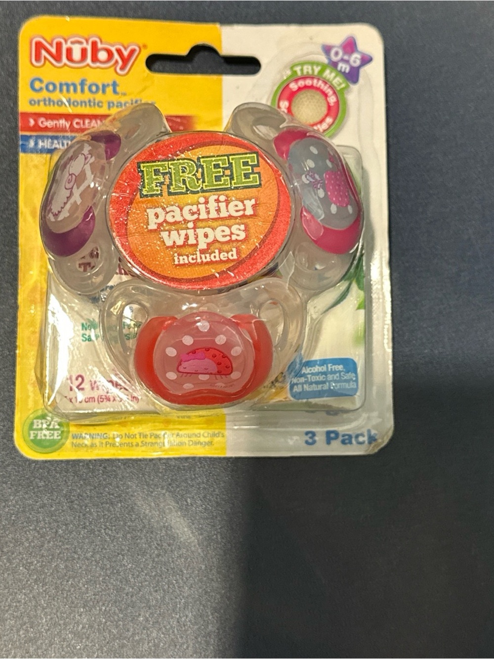Nuby Comfort Orthodontic Pacifiers 3-Pack - Pink/Red